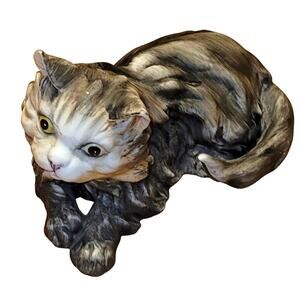 Vintage Porceline Persian Cat Gray Royal Crown Japan Ceramic Kitty Animal